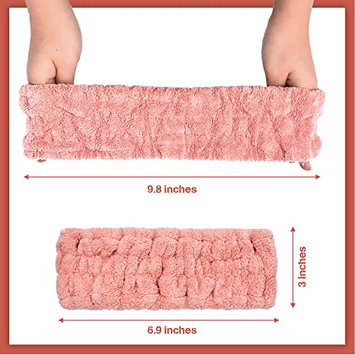 Chuangdi 3 Pieces Spa Headband for Women Facial Makeup Headband Soft Terry Cloth Hairband for Washing Face Mask Spa Shower Gifts(Pink, Gray, Dark Brown)