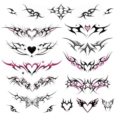 Tramp Stamp Temporary Tattoos | Y2K Edgy Cybersigilism | Realistic Waterproof Fake Tats | Festival, Bachelorette, Halloween, Birthday Favors, Accessories