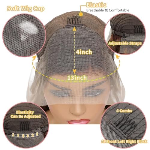 Mocha Brown Blonde 13¡¿4 HD Lace Front Wig Human Hair 180% Density Body Wave Ash Lace Wig Pre Plucked Real Ultra Full Brazilian Virgin Hair Milk Tea Colored Wig for Women 26Inch