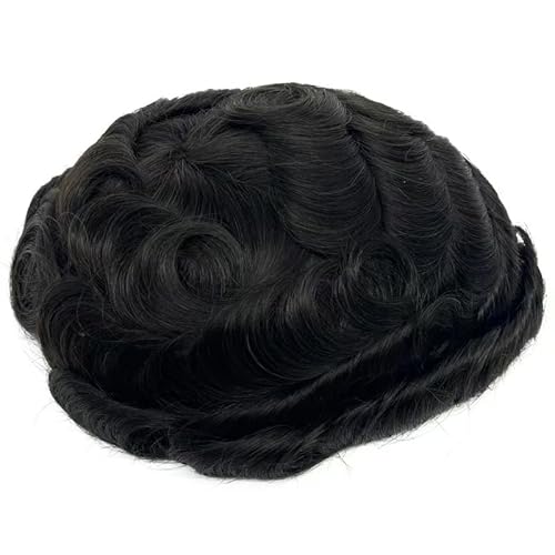 Toupee for Men PU+Lace Base Real European Human Hair Pieces for Mens Hair Prosthesis Patch Units Hair Replacement System for Men (7x9)