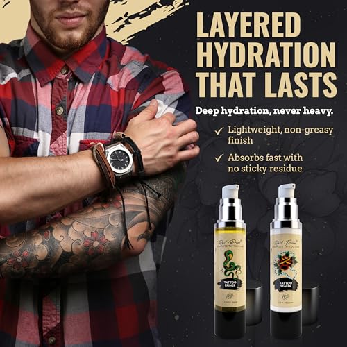 Rust Proof Complete Tattoo Care ? Comprehensive Pre & Post Tattoo Skincare Set with Body Oil & Moisture Sealing Body Lotion ? Lightweight Hydration & Moisture Barrier Protection ? 2- Piece Bundle