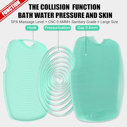 Silicone Body Scrubber - Anti Zinc Infused-Highly Elastic Bristles Exfoliating Body Scrubber for Shower Body,Cellulite Reduction,Blood Circulation - Green