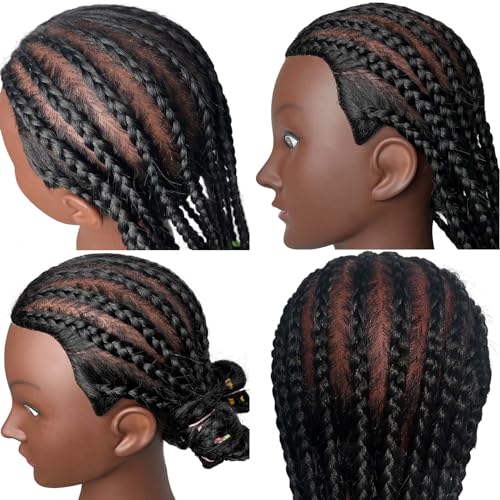 16" Mannequin Head 100% Human Hair Hairdresser Training Braiding Styling Manikin Cosmetology Makeup Manican Doll Display Practice with Stand(Black 16inch A)