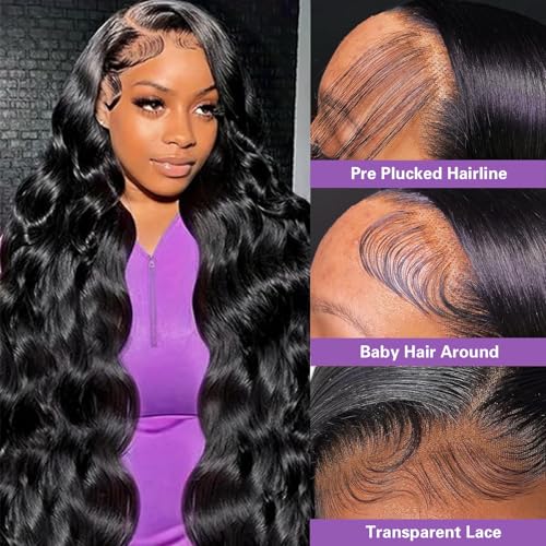 Body Wave Lace Front Wigs Human Hair 13x6 HD Lace Frontal Wigs Human Hair for Women Pre Plucked with Baby Hair Natural Hairlin 34 Inch 180% Density