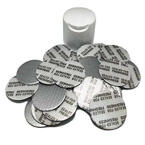 PKnGO Pressure Sensitive Foil Seal 24 mm (500 PCS) ? PS Safety Seals for Freshness and Leak Prevention ? Made in USA for Food Medicine and Cosmetic Packaging ? All Foil No Foam - No Equipment Needed
