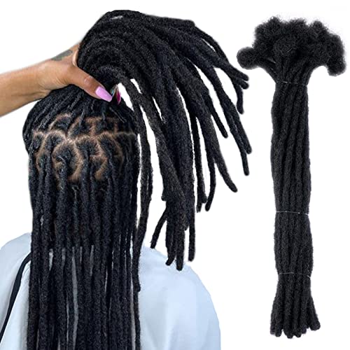 100% Human Hair Dreadlock Extensions for Men/Women, 0.4cm Thickness 8 Inch 100 Strands Full Handmade Can be Dyed and Bleached Permanent Loc Extensions Human Hair Natural Black