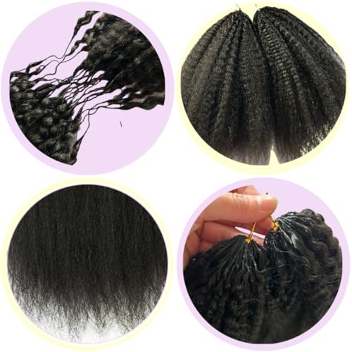 Knotless Pre-Separated Crochet Hair extensions Afro Kinky Straight hair feather crochet 100% human hair extensions for Women Natural Color 20 Inch 120g