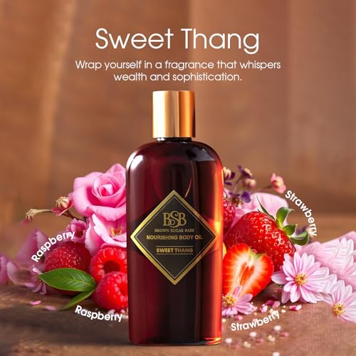 Brown Sugar Babe Sweet Thang Body Oil, Cotton Candy, Lemon and Raspberry Fragrance Oils, Nourishing Oil for Women, Scented Skin Care, Perfume Body-Oil, Paraben Free, Made in USA
