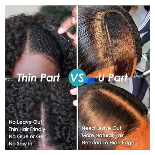 Afro Kinky Curly V Part Wig Human Hair Brazilian Virgin Upgrade U Part Wigs Glueless Afro Curly 180 Density Vpart Wig No Leave Out For Black Women 22Inch