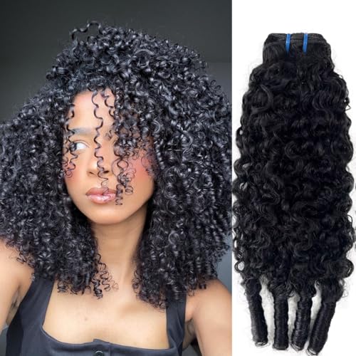 Burmese Curly Bundles Human Hair 22 Inch 3C4A Water Wave Quick Weave with Spiral Curly End 100% Unprocessed Kinky Curly Human Bundles in Hair Extensions Natural Black