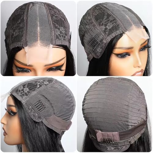2 by 6 Kim K Glueless Wigs Human Hair Pre Plucked Easy Cut Middle Part Preference Human Hair wig 180% Wear and Go Wigs for Black Women (2¡¿6 black, 14 inch)