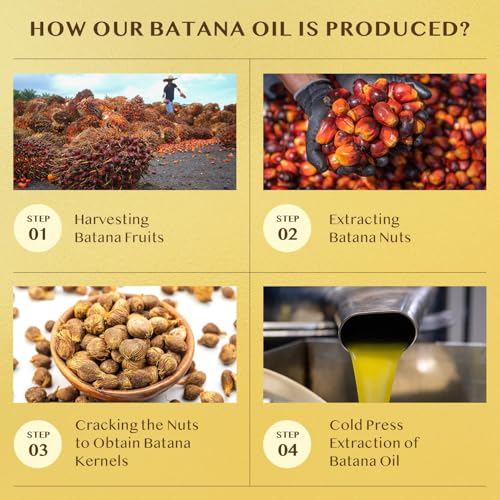 Raw Batana Oil for Hair Growth: Dr Sebi Organic Batana Oil from Honduras - 100% Pure & Natural - Promotes Thicker & Stronger Hair for Men & Women (4 OZ)
