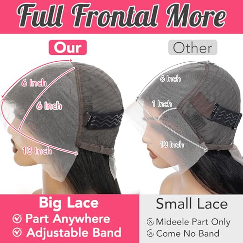 13x6 Straight Lace Front Wigs Human Hair 230% Density 28 Inch HD Transparent Lace Frontal Human Hair Wig for Women Natural Black Color
