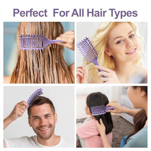 Curl Defining Brush, Vented Curly Hair Brush Defining for Shaping and Defining Curly Hair for Women and Men (Purple)