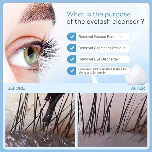Lash Shampoo Concentrate 100ml Lash Extension Cleanser Oil-Free Eyelash Extension Shampoo with Salon Home Care -Makes 20 Bottles 60ml Lash Shampoo,Unscented
