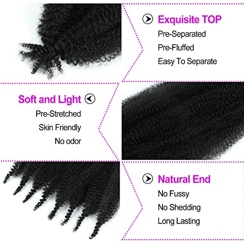 Afro Twist Hair 16Inch 3Packs Springy Afor Twist Hair Black Color Pre Fluffed Spring Twist Hair Marley Twist Braiding Hair for Black Women (16 Inch (Pack of 3), 1B#) ¡¦