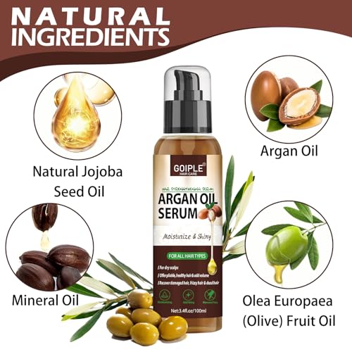 Argan Protein Hair Oil Serum Argan Oil Styling & Moisturizing Oil - Anti Frizz Control Nourishes & Repair Argan Oil for Dry Damaged Hair & Sclap Heat Protectant Serum for Shine Prevent Hair Burns