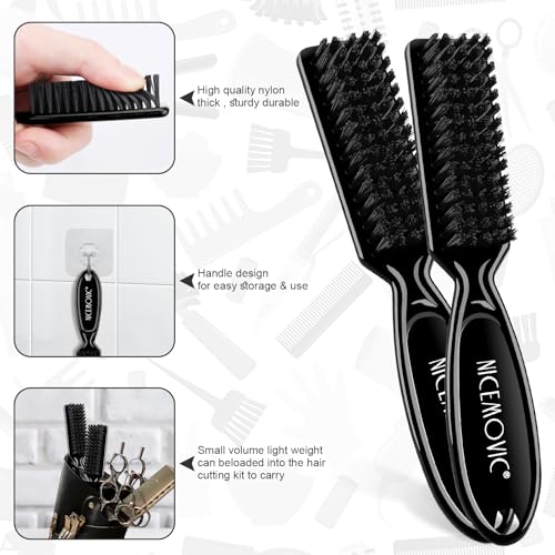 NICEMOVIC Hair Cutting Barber Cape with Neck Duster Brush and Barber Brush, Professional Barber Accessories Cleaning Supplies for Salon Haircut Styling- Leopard Print