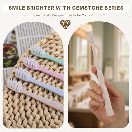 100 Pack Premium Disposable Toothbrush with Tongue Scraper ? Individually Wrapped Bulk Travel Toothbrushes, Soft Bristles for Guests, Hotel, Vacation Rental, Home & On The Go,4 Colors