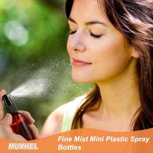 60 Pcs 1 oz Amber Spray Bottles with Sticker and Funnel, Anti-UV Fine Mist Mini Spray Bottles, Refillable Small Spray Bottle Travel Spray Bottle for Essential Oils and Various Liquids