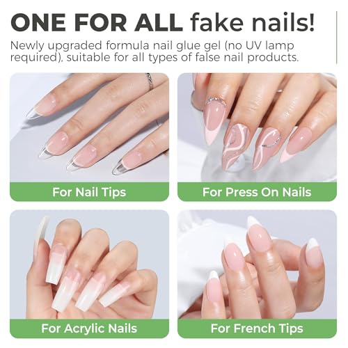 UNA GELLA Super Strong Gel Nail Glue for Press Ons: No U V Lamp Needed Glue Gel, Travel-Size 5ml Nail Adhesive for Press on Nails, Nail Tips&Acrylic Nails-Quick Dry, No Smell, Long-lasting