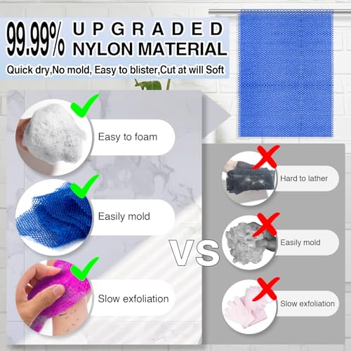 4 Pieces African Net Sponge for Deep Exfoliation ? African Net Sponge Authentic, Exfoliating Washcloth, Quick-Drying African Exfoliating Net for Smooth & Glowing Skin(Blue, Green, Purple, White)