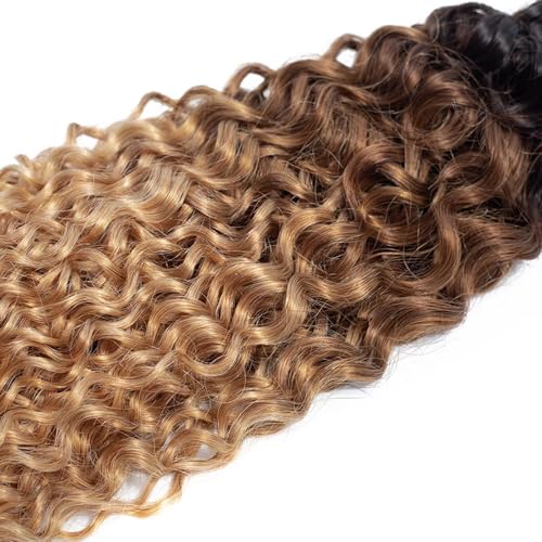 14 16 18 Inch T1B4/27 Ombre Blonde Bundles Human Hair Kinky Curly 3 Bundles 100 Grams/Bundle 10A Grade Unprocessed Brazilian Virgin Hairs Ombre Bundles Weaves Hair Extensions For Women