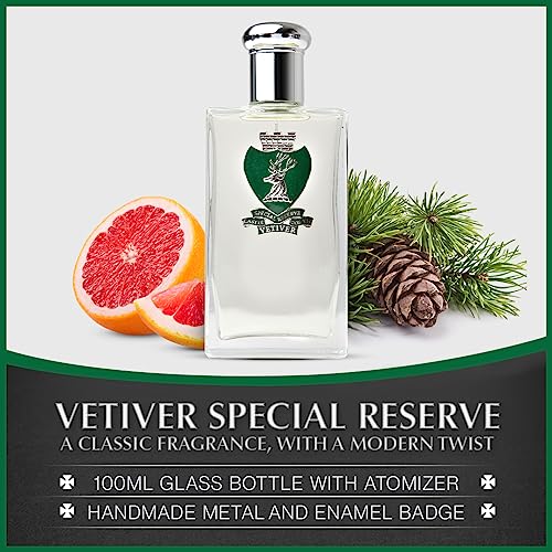 Castle Forbes Vetiver Special Reserve Men's Cologne, 100ml | Classic Men¡¯s Fragrance w/a Modern Twist | Made w/Essential Oils | Paraben-Free, Cruelty-Free, Handmade Badge, Limited Batches