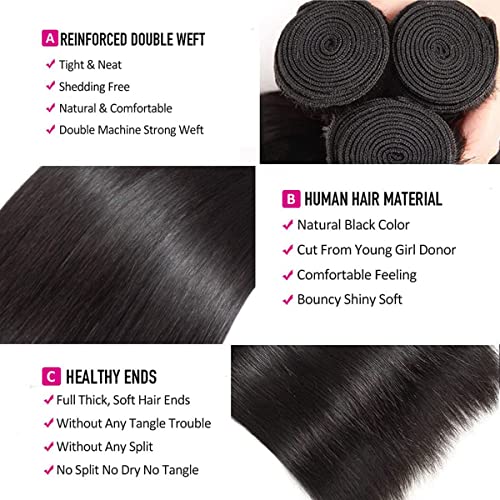 Human Hair Bundles Straight Hair Bundles 20 20 20 Inch Brazilian 100% Unprocessed Virgin 3 Bundles Human Hair for Black Women