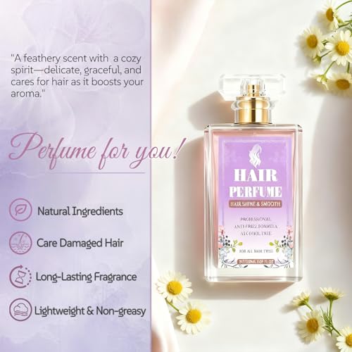 Hair Perfume for Women Long Lasting, Hydrating & Nourishing Hair Body Mist Spray Fragrance Essential Oil Odors Remove, Honey Infused Chamomile Pheromone Perfume Hair Fragrance, Alcohol Free 50ML