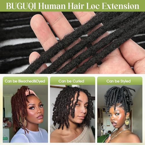 6Inch-18Inch Dreadlock Extensions Loc Extensions Human Hair for Men/Women 100% Real Human Hair (0.6CM Width-1B, 10 Inch-10 Strands)