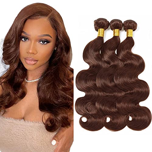 #4 Brown Bundles Body Wave Bundles Human Hair 16 18 20 Inch Brazilian Virgin Hair Chocolate Body Wave Bundles Human Hair Extensions 3 Bundle 50 Gram Per Bundle