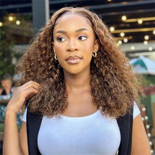4/27 Highlight Ombre Bob Wig Human Hair 13x4 Deep Curly Human Hair Wig 200 Density Hd Lace Front Wigs Human Hair For Women Pre Plucked Wet And Wavy Short Bob Wigs 16 Inch