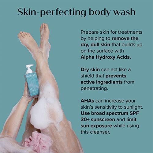 MEDIX Glycolic Acid Exfoliating Body Wash KP Bump Eraser Cleanser + 10% Glycolic Acid Serum 2PC Skin Care Set | AHA Exfoliant Body Wash + Serum Refine & Soften Dead Dry Skin, Bumps, & Wrinkles, 2PC