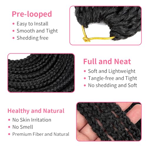 Crochet Box Braids 14 Inch 6 Packs 144 Strands Goddess Box Braids Crochet Hair Pre looped Crochet Hair for Black Women (14 Inch 1B)