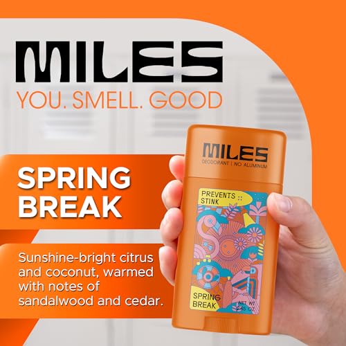 Miles Kids Deodorant for Boys and Girls - Aluminum Free Deodorant for Kids and Teens, Natural, Hypoallergenic, Made in USA - Spring Break Scent, 1-Pack