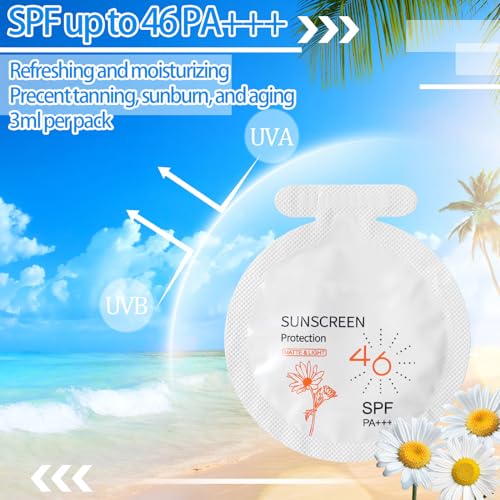 150 Pcs Sunscreen Bulk Mini Travel Size Sunscreen Packets SPF 46+ Summer Party Gifts for Women Girl