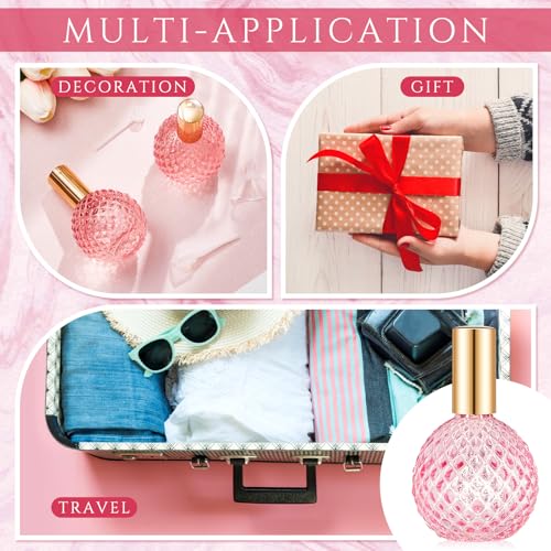 8 Pack 100ml Glass Perfume Bottles Retro Empty Perfume Bottle Refillable Decorative Fine Mist Spray Bottles for Women Atomizer Sprayer with Refill Tool for Travel (Pink)