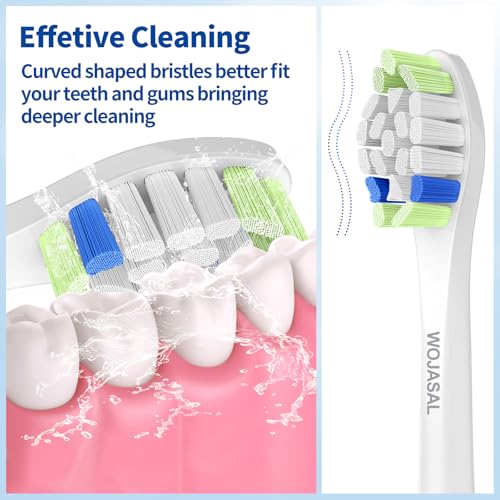 Replacement Toothbrush Brush Heads Compatible with Philips Sonicare Electric Toothbrushes with Click-on System Dupont Bristles for Optimal Plaque Remove, Pack of 10, White