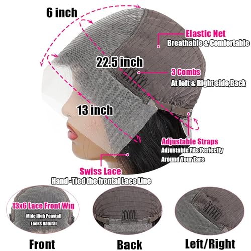 13x6 Lace Front Wigs Human Hair Body Wave Lace Front Wigs Human Hair 13x6 HD Lace Front Wigs Human Hair Glueless Wigs Human Hair Body Wave Frontal Wig for Black Women 180% Density (28inch)