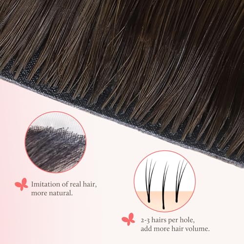 DOORES Clip in Hair Extensions Set 16 Inch 130g, 4pcs Invisi Edge Clip ins and 3pcs Classic Seamless Clip ins, Injected Virgin Real Human Hair Extensions Natural Invisible Straight, #2