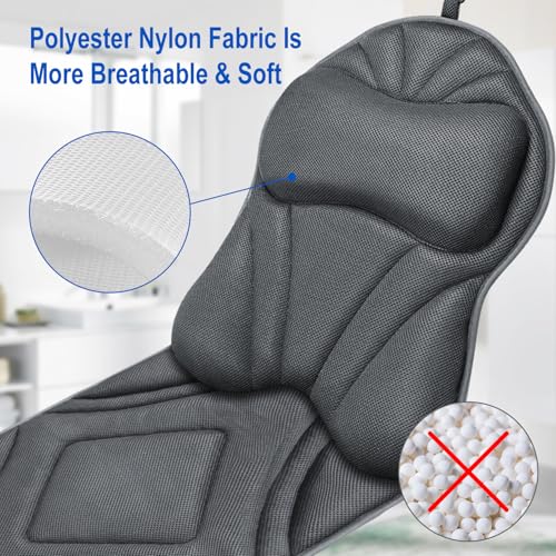 Full Body Bath Pillow for Bathtub, Luxury Bath Pillows Gifts for Women Thick Bathtub Cushion for Soaking Tub with Laundry Bag, Bathtub Pillow Luxury Bathtub Pillows for Head,Neck & Back(Dark Grey)