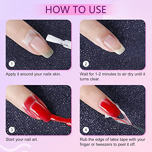 SAVILAND Gel Polish Liquid Latex for Nails: 15ML Nail Latex Peel Off Nail Polish Barrier Cuticle Guard Protector for Airbrush Nail Art Liquid Latex with Tweezers Home DIY Nail Art Salon for Women