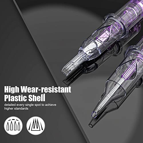 Wormhole Tattoo Cartridge Needles, 20pcs Mixed Sizes 3RL 5RL 5RM 7RM Disposable Tattoo Needles Cartridge Round Liner Shader Magnum for Cartridge Tattoo Pen Machine Permanent Makeup Tattoo Supplies