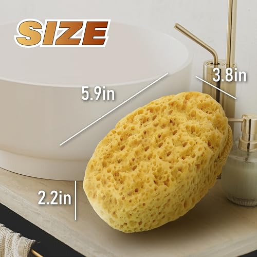 myHomeBody Bath Sponge, Foam Loofah, Body Scrubber for Bathing, Exfoliating Shower Pouf for Shower - Large Size, Lots of Lather, Oval, 3 Pack