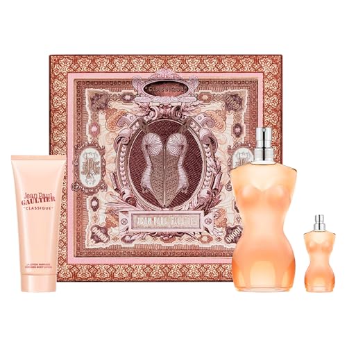 Jean Paul Gaultier Classique by Jean Paul Gaultier for Women 3 Piece Set Includes: 3.4 oz Eau de Toilette Spray + 2.5 oz Perfumed Body Lotion + 0.2 oz Eau de Toilette Spray