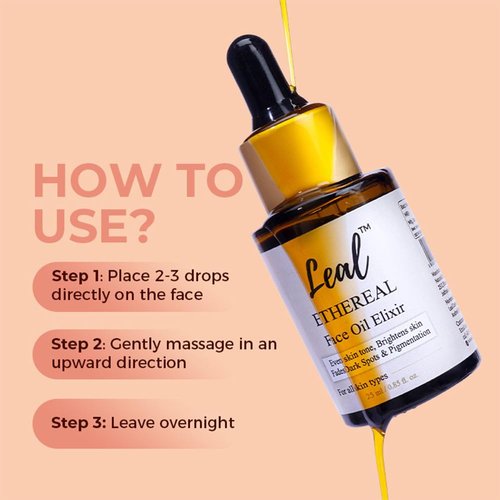 Leal Brightening Facial Oil, Rosehip Glow Face Oil, Rose Hip Drops, Pigmentation & Dark spots, Rose Squalane Oil For Face, Squalane Oil with Vitamin E - 25ml