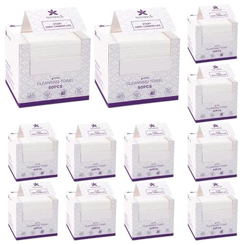 Disposable Face Towels 600 Count, 10" x 12", Ultra Thick Face Towelettes for Sensitive Skin, Extra Soft Makeup Remover Dry Wipes