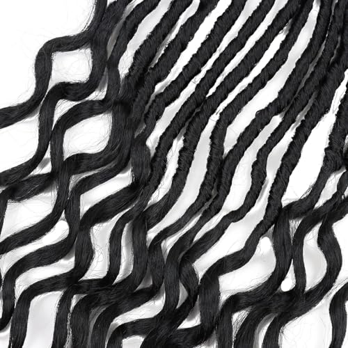 Deep Faux Locs Crochet Hair 8 Packs 24 Inch Soft Locs Crochet Hair Pre Looped Deep wave Crochet Hair for Black Women Goddess Locs Crochet Braids with Curly Ends Dreadlocs Synthetic Hair Extension 1B