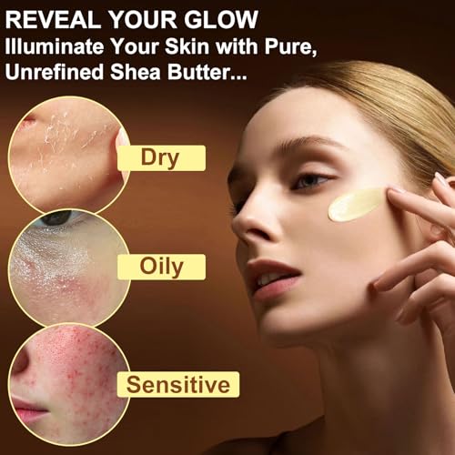 Raw & Unrefined Shea Butter for Body, Face & Hair, Pure Shea Butter with vitamins A, E & F, Long-Lasting Hydration for Dry Skin, Hair Care, DIY Lip Balm, Natural Moisturizer